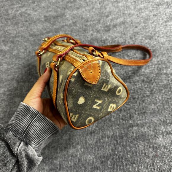 Dooney Bourke Mini Barrel Satchel Brown Logo Canvas Leather Heart Charm Y2K - Picture 6 of 16